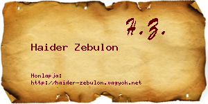 Haider Zebulon névjegykártya